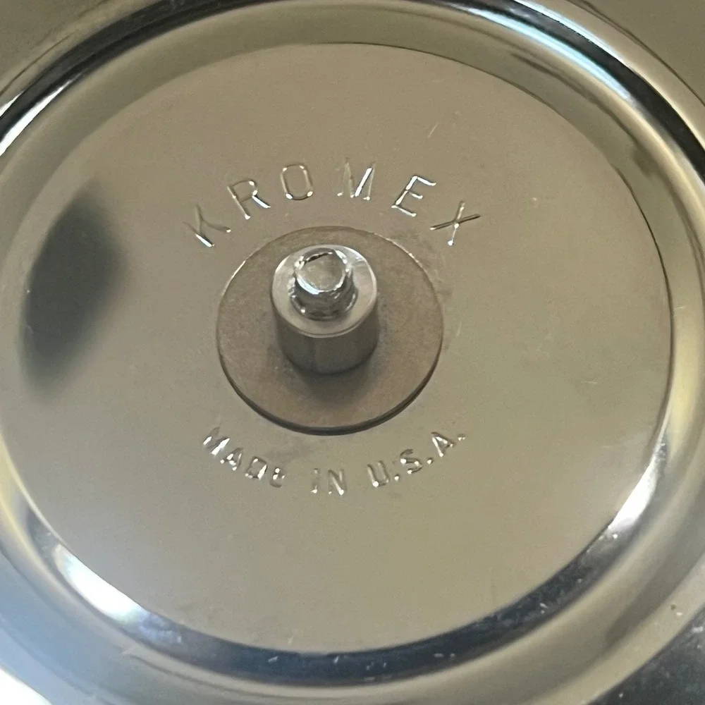 Vintage Kromex Lazy Susan Chrome Glass Revolving Serving Tray Set 3504-21 USA